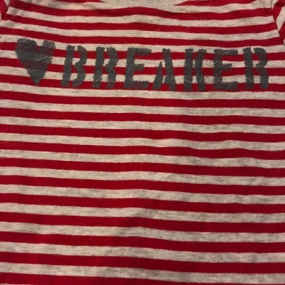 Baby Gap Grey & Red Striped Heartbreaker Onesie